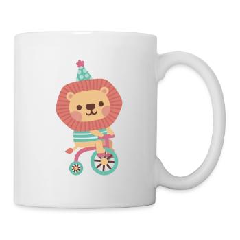Lion mignon à vélo - Mug blanc - blanc - Droite