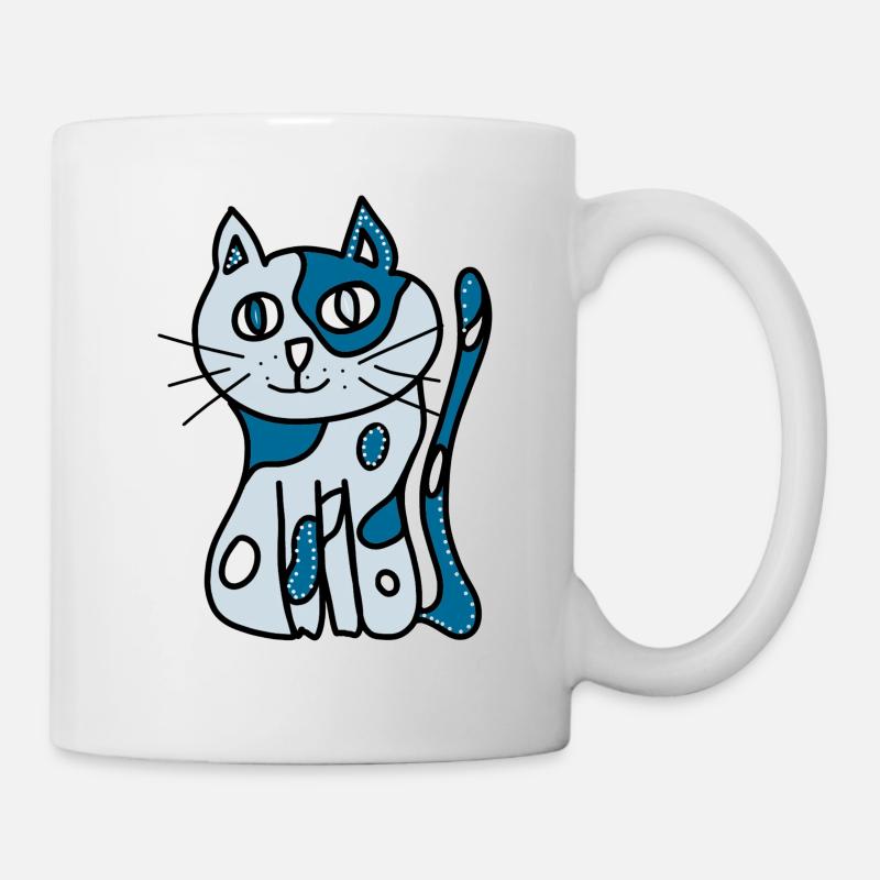 Katze blau - Tasse - Weiß