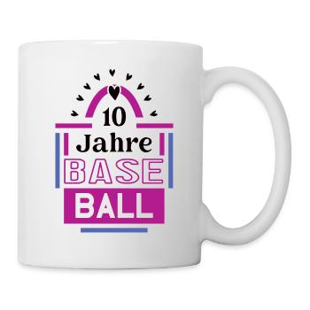 10 Jahre Baseball Jubiläum Baseballspielerin - Tasse - Weiß - Rechts