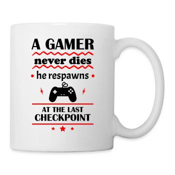 A gamer never dies, he restarts at the checkpoint - Mug - white - Right
