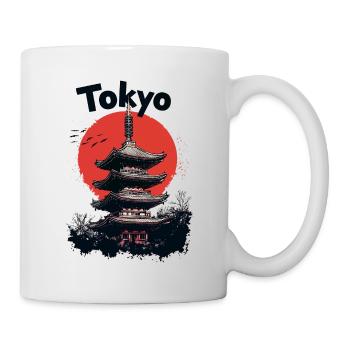 Tokio Japan Pagode Stadt Skyline Sonne Berg - Tasse - Weiß - Rechts