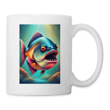 Wütend aussehender Piranha-Fisch - Tasse - Weiß - Rechts