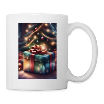 Festliche Geschenkbox unter dem Weihnachtsbaum - Tasse - Weiß - Rechts