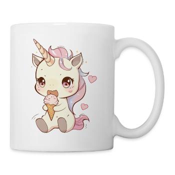 licorne gourmande, dessin licorne kawaii - Mug blanc - blanc - Droite