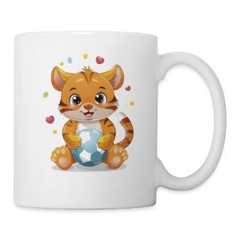 Tigerinchen mit Ball - Tasse - Weiß - Rechts