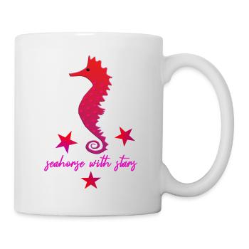 rotes Seepferdchen mit Sternchen pink - Tasse - Weiß - Rechts