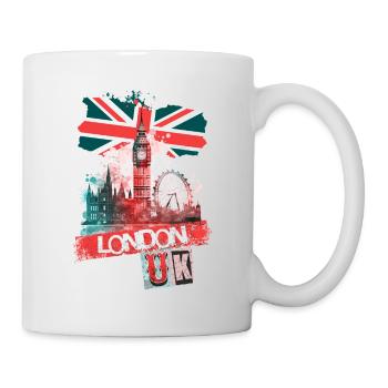 London England City Skyline Big Ben Colorful Splash - Mug - white - Right