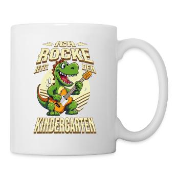 Kindergarten Kita Dinosaurier Gitarre Rock Musik - Tasse - Weiß - Rechts