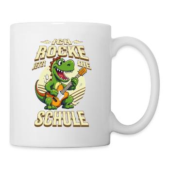Schulkind Einschulung Dino Gitarre Rock Musik - Tasse - Weiß - Rechts