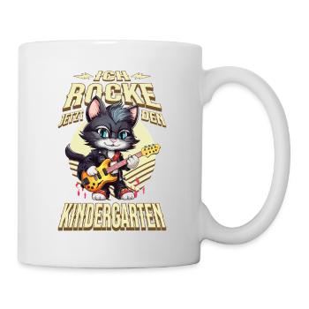 Kindergarten Kita Katze Gitarre Rock Musik - Tasse - Weiß - Rechts