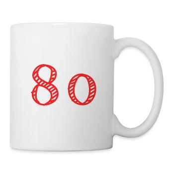 80 JAHRE. 80-jähriges JUBILÄUM. JUBILÄUM 80 JAHRE. 80 - Tasse - Weiß - Rechts