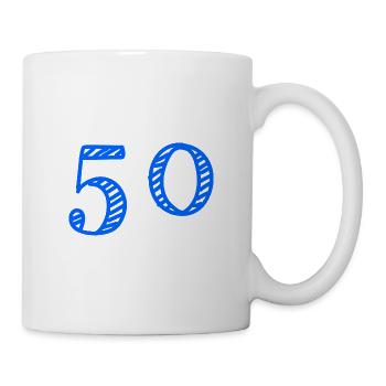 50 JAHRE. 50-jähriges JUBILÄUM. JUBILÄUM 50 JAHRE. 50 - Tasse - Weiß - Rechts