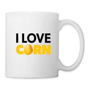 « I Love Corn » noir et jaune avec grain de maïs - Mug blanc - blanc - Droite