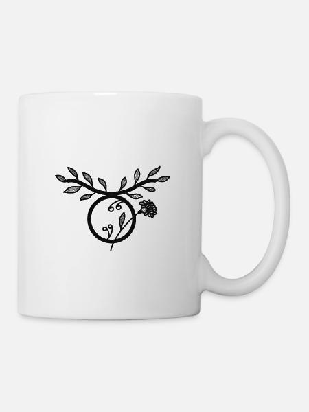 Sternzeichen Stier, minimalistisch & floral - Tasse - Weiß