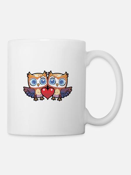 Eule Paar Valentinstag - Tasse - Weiß