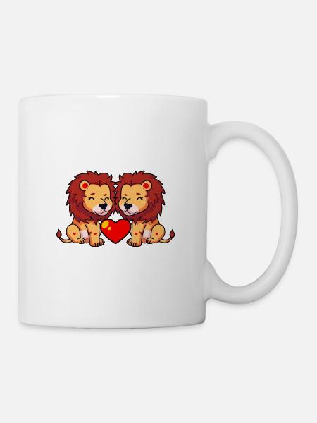 Löwe Paar Valentinstag - Tasse - Weiß