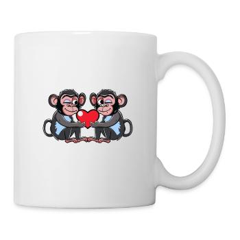 Affe Paar Liebe - Tasse - Weiß - Rechts
