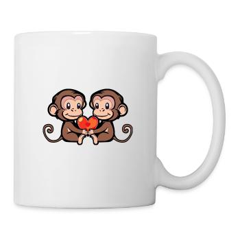 Cœur de Singe En Amour Saint Valentin - Mug blanc - blanc - Droite
