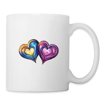 Bunte Herzen Liebe Ehe - Tasse - Weiß - Rechts