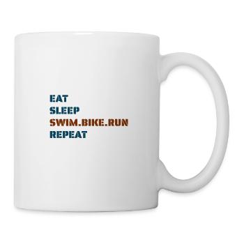 eatsleepswimbikerunrepeat - Tasse - Weiß - Rechts