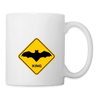 Warnschild "Wildwechsel Fledermäuse / Bats Xing" - Tasse - Weiß - Rechts