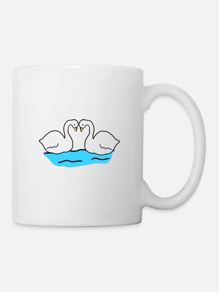 schwan schwäne tier symbol tiere liebe pärchen - Tasse - Weiß