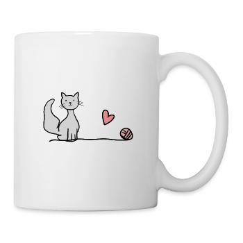 Chat Animal Symbole Coeur Laine Animaux De Compagnie - Mug blanc - blanc - Droite