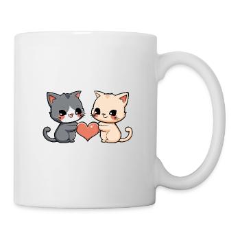 Katze Paar Valentinstag - Tasse - Weiß - Rechts