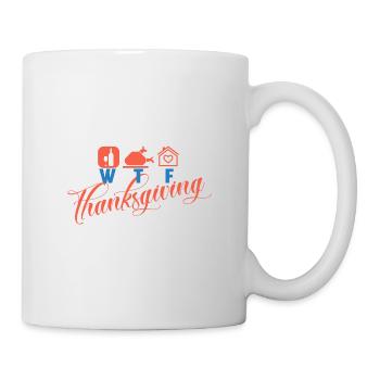WTF Thanksgiving Wine Turkey Family Funny Pun - Mug - white - Right