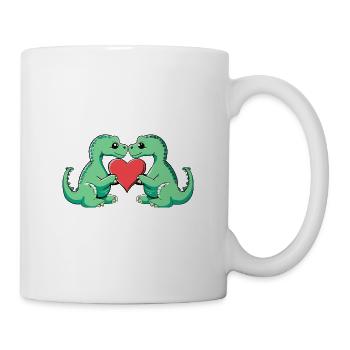 Dinosaurier brontosaurus Paar Verliebt - Tasse - Weiß - Rechts