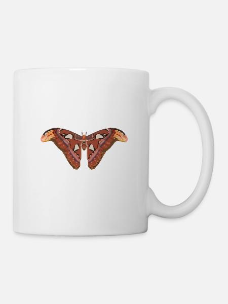 Schmetterlinge: Der Atlasspinner - Tasse - Weiß