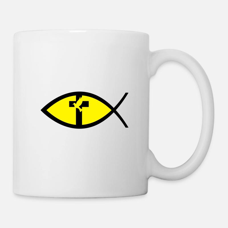 Pigeon dans la croix et dans le poisson - Mug blanc - blanc