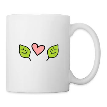 Deux feuilles feuille amour coeur symbole de la nature - Mug blanc - blanc - Droite