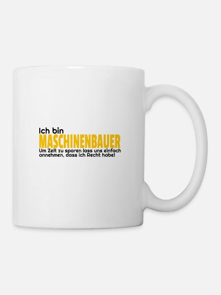 Maschinenbau Geschenkidee fun Ingenieur Maschbau - Tasse - Weiß