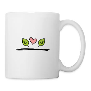Deux feuilles feuille coeur symbole de la nature - Mug blanc - blanc - Droite
