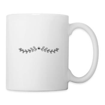 Blumen, Ranke, Ornament, Monogram, Vintage, Love - Tasse - Weiß - Rechts
