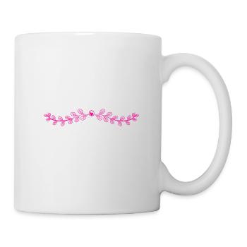 Blumen, Ranke, Ornament, Monogram, Vintage, Heart - Tasse - Weiß - Rechts