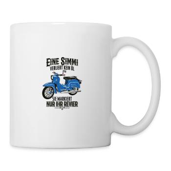 Simson Schwalbe KR51, Eine Simmi verliert kein Öl - Tasse - Weiß - Rechts