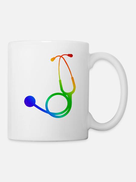 Stethoscope colored | Stethoscope coloured - Mug - white