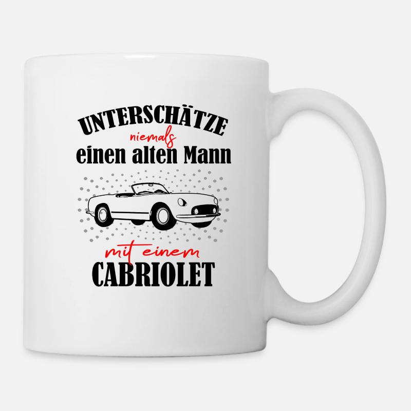 alter Mann cabrio Fan - Tasse - Weiß