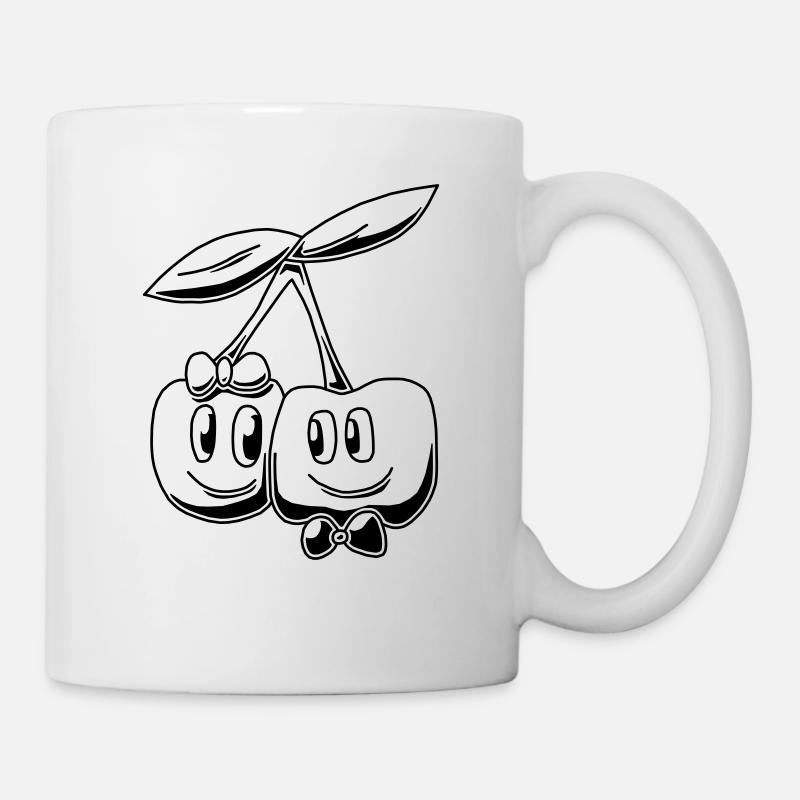 Kirschen in schwarz - Tasse - Weiß