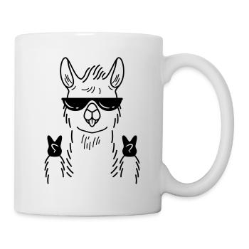 Llama Alpaca Peace Hand Gesture - Mug - white - Right