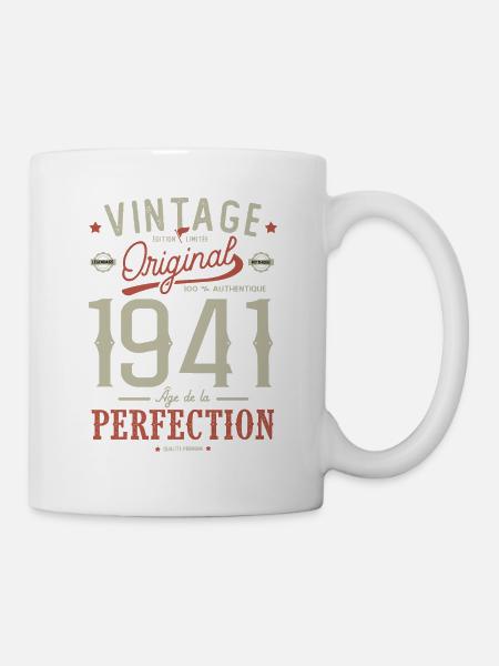 âge de la perfection 1941, anniversaire 81 ans - Mug blanc - blanc