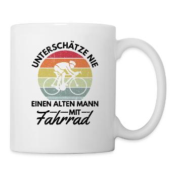 Alter Mann Fahrrad Opa Großvater Papa Geschenk Fun - Tasse - Weiß - Rechts