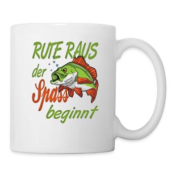 Rute Raus Der Spass Beginnt für einen Angler - Tasse - Weiß - Rechts