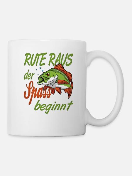 Rute Raus Der Spass Beginnt für einen Angler - Tasse - Weiß