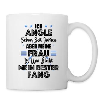 Angeln Frau Fischer Fischen Geschenkidee - Tasse - Weiß - Rechts