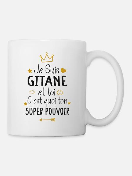 Gitane cadeau drôle fille super héros gitan - Mug blanc - blanc