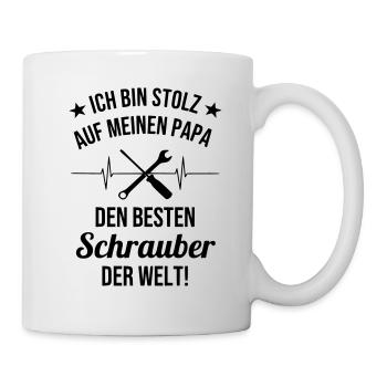Ich bin stolz auf meinen Papa den besten Schrauber - Tasse - Weiß - Rechts