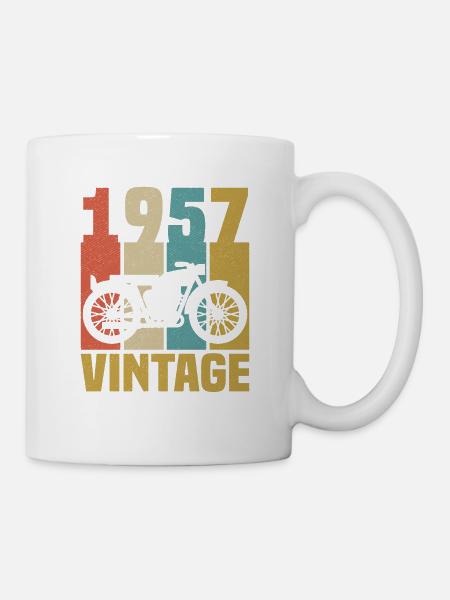 1957 Birthday Biker Vintage Motorcycle Gift - Mug - white